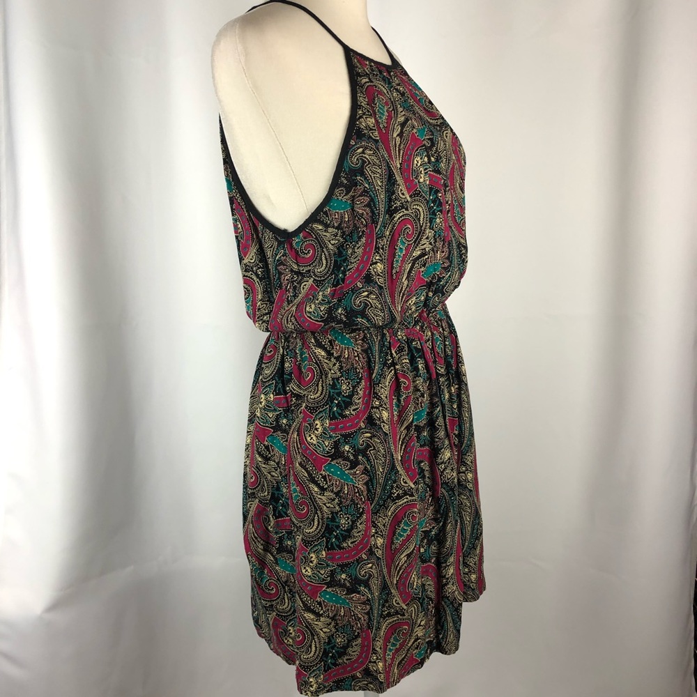 ✅ SOLD! Forever 21 Pink & Teal Paisley Print High Neck Dress - Size Medium - Picture 9 of 10